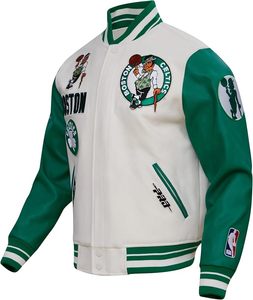 Chaqueta Varsity Bordada de los Boston Celtics, Verde con Ribete Blanco, Informal para Adultos, 100% Transpirable, de Secado Rápido, Color Personalizado - Product Image 3