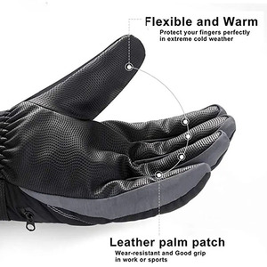 Gants de ski d'hiver à thème ski, coupe-vent, compatibles écrans tactiles, avec doublure polaire épaisse, unisexes - Product Image 5