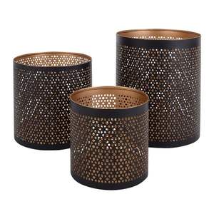 Lot de 3 bougeoirs en fer gravé et découpé, noir et or, pour décoration intérieure de Noël, taille et forme personnalisables – Vente chaude - Product Image 3