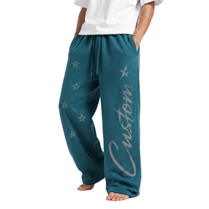 Men Oversized Baggy Jogger Pants Cotton Fleece Fabric Sweatpants Loose Fit Streetwear <b>Drawstring</b> <b>Trousers</b> Custom Logo - Product Image 4