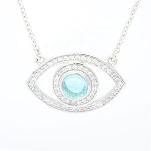 Collar de Cadena Rolo de Alta Calidad con Colgante de Circonia y Cuentas de Vidrio con Baño de Rodio - Product Image 1