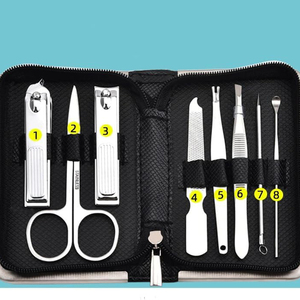 Best Selling 8 Piece Manicure Pedicure Kit <b>Nail</b> Cuticle Clippers Scissors Tweezers Ear Pick with Travel Grooming Case - Product Image 5