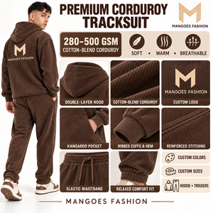 Conjunto Deportivo de Pana Marrón para Hombre, Sudadera con Capucha y Pantalones Jogger, Manga Larga, Color Sólido, Corte Regular, Informal, para Verano, 100% Algodón, Marca MANGOES FASHION - Product Image 6