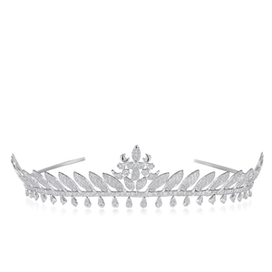 Green Surya Chandra Wedding Tiara Crown Hair Jewelry with Crystal Diamond - Product Image 2