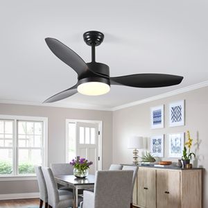 Ventilatore da soffitto moderno da 52 pollici per interni/esterni con kit luci LED a scelta, motore AC/DC 220V, CCT dimmerabile per camera da letto e soggiorno, nero - Product Image 6