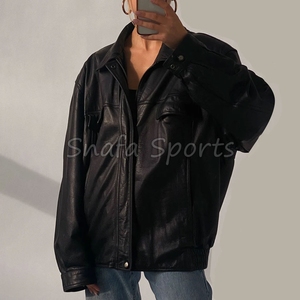 Ladies Genuine <b>Leather</b> oversize Woman <b>Jacket</b> <b>Real</b> Coat Cow <b>Leather</b> Cloth Turn Down Collar Sheepskin Woman <b>Jacket</b> - Product Image 3