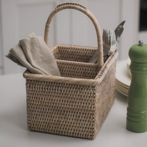 Porte-couverts élégant en rotin pour la présentation de la table des restaurants, panier à compartiments pour couverts - Product Image 6