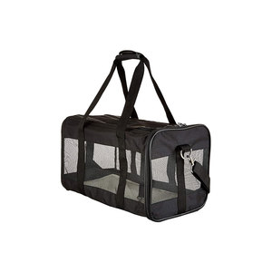 Breathable Mesh Pet <b>Backpack</b> Carrier With Zipper Closure Double Handle Gray Black <b>Cat</b> Travel Bag - Product Image 4