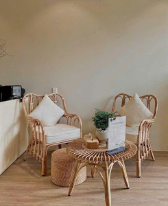 ชุดเฟอร์นิเจอร์หวายสวยงามสำหรับใช้ในห้องนั่งเล่น ใช้เป็นเก้าอี้พักผ่อน เก้าอี้อ่านหนังสือ หรือเก้าอี้สนาม - Product Image 1