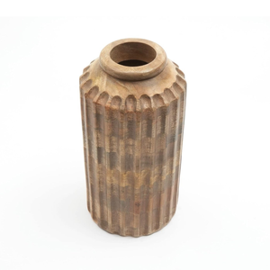 Vase à fleurs en bois de manguier fait main Smart Art Wood Carving, 12 pouces, petit modèle Fred, finition naturelle, idéal pour la décoration intérieure, pots à fleurs en bois. - Product Image 5