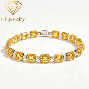 Pulsera de tenis multiforma llamativa de lujo en platino con detalles en amarillo, joyería de gala - Product Image 5