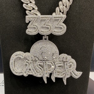 จี้ห้อยคอฮิปฮอปผู้ชายแบบกำหนดเองได้ พร้อมสร้อยคอประดับเพชรทรงกลมเจียระไนแบบเหลี่ยม D Color VVS เงินแท้ 925 ชุบเพชร รับรองโดย IGI - Product Image 5