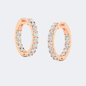 Pendientes de Aro Grandes con Diamantes Redondos de 3.65CTW, Oro de 14k, Diamantes Cultivados en Laboratorio, Color D, Claridad VVS, Brillo Interior y Exterior, Joyería para Mujer, Par - Product Image 1