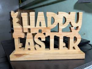 Letrero de Mesa de Madera Moderno Hecho a Mano para Feliz Pascua, Placa Decorativa con Letras de Conejo, Decoración de Mesa, Regalos de Pascua - Product Image 2