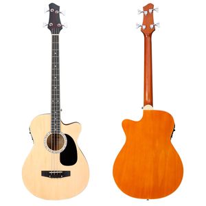 Kit Basso Acustico Portatile a 6 Corde con Cavo Premium, Chiave, Tracolla e Plettro, Colore Naturale - Product Image 3
