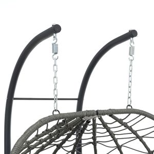 2-Person <b>Egg</b> Chair with Stand-Indoor Outdoor Wicker Hanging Swing <b>Basket</b> Chair - Product Image 6