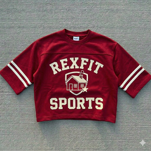 T-shirt de sport Rexfit pour homme en coton 100% de haute qualité, col épais 300 g/m², surdimensionné, impression et broderie personnalisées - Product Image 1