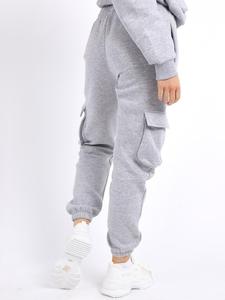 Women Gray Hooded Tracksuit Set Full Sleeve Solid Color Casual Jogger <b>Pants</b> Side Pockets Drawstring Waist Autumn Wear - Product Image 3