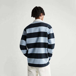 Polo de Alta Calidad para Hombre con Logotipo Personalizado, Polo Transpirable de Rayas Oversize, Polo Casual de Manga Larga de Algodón para Invierno - Product Image 2