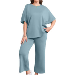 Conjunto deportivo de 2 piezas para mujer, 100% algodón, informal, para verano, para yoga, fitness, correr, conjunto de chándal y camiseta. - Product Image 4