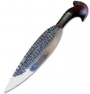 Cuchillo utilitario de acero de hoja fija hecho a mano con empuñadura de pistola de madera tallada y funda de madera - DIY OEM - Product Image 4