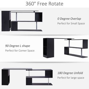 Scrivania angolare nera a L girevole con contenitore per l'home office - Product Image 4
