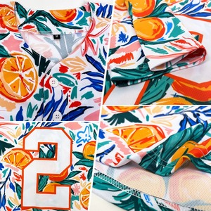 Maillot de baseball authentique OMMiZ pour hommes, antibactérien, de qualité supérieure, blanc et orange, avec motif 3D personnalisé, design fruité - Product Image 3