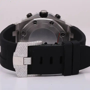 Lunette en acier inoxydable de qualité supérieure avec ceinture en caoutchouc et en cuir Montre de marque de qualité VVS en diamant moissanite de qualité supérieure Grand cadran - Product Image 5