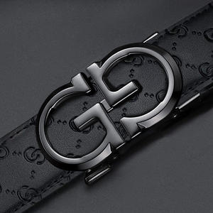 Ceinture en cuir véritable de première qualité pour hommes, boucle automatique en métal noir et or en forme de G, fabrication de qualité supérieure, vente en gros - Product Image 4