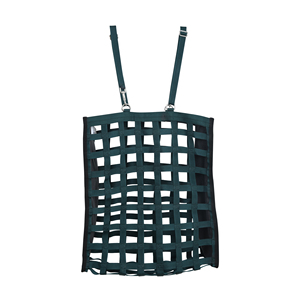 Horse Hay Bag Hunter Green Open Front <b>Webbing</b> Design Slow Feeder with Adjustable <b>Straps</b> Durable Hanging Stable Feeding Bag - Product Image 3