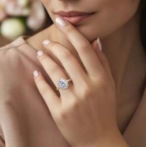 Anillo Solitario Ovalado de Moissanita con Engaste de Garra en Plata 925 Bañada en Oro Rosa y Oro de 14K, Anillo de Compromiso y Promesa de Lujo - Product Image 3