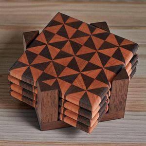 Classic Style Natural Wood Coaster <b>Stand</b> Square and Round Wooden <b>Drink</b> Cup Holders for Home and Restaurant Use Made in India - Product Image 2