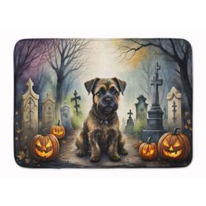 Border Terrier Spooky Halloween alfombra de baño de espuma viscoelástica lavable a máquina antifatiga alfombra de cocina cojín cómodo para baño de cocina - Product Image 1