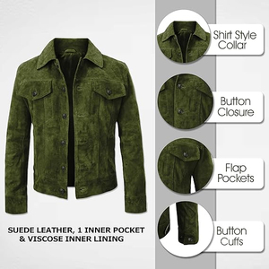 <b>Men</b>’s Premium Faux Suede <b>Jacket</b> <b>Lightweight</b> Fashion Coat with Soft Inner Lining and Modern Slim Fit Design Trendy Suede - Product Image 5