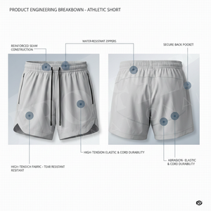 Shorts de sport en polyester à séchage rapide, respirants, pour la course à pied, la gym, l'entraînement, avec taille élastique et logo personnalisé. - Product Image 3