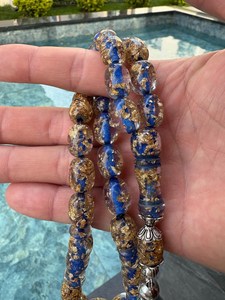 Rosario Musulmán de Resina Transparente Azul Personalizado, Ecológico, Pintado a Mano, Cuentas de Oración Islámicas, Pulsera de Oración - Product Image 5