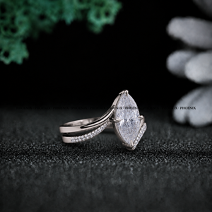 Phoenix Enterprise Marquise Cut Moissanite <b>Solitaire</b> Engagement <b>Ring</b> Rhodium Plated 925 Sterling <b>Silver</b> Prong Setting Classic - Product Image 2