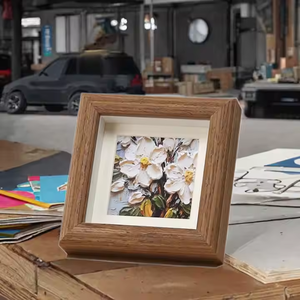 Handmade Fashionable Lightweight Mini Picture <b>Frame</b> Set Creative Rustic Wood Photo Stand Square Gravure Printed Box Home Decor - Product Image 5