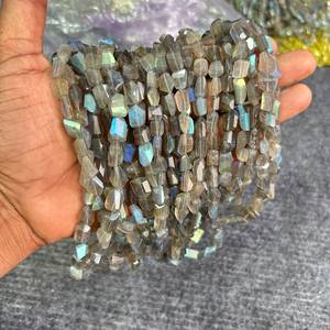 Faceted <b>Stone</b> <b>Beads</b> For Jewelry Making 8 Inch Strand Natural Gray Blue Labradorite Loose <b>Beads</b> - Product Image 2