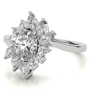 Anillo de Moissanita con Corte Ovalado Geométrico, Plata de Ley 925, Chapado en Oro Blanco, Certificado, Anillo de Compromiso, Boda, Novia, Solitario de Lujo - Product Image 4