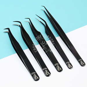 Professional Fiber Tip Lash Tweezers 90° Black Curved Hook Tip Eyelash Extension Tweezer Sustainable <b>Precision</b> <b>Tool</b> - Product Image 3