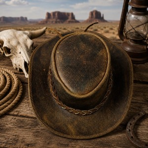 Genuine Leather Cowboy <b>Hat</b> Handmade <b>Western</b> Ranch Style Unisex Adult Outdoor Casual Four Seasons Wholesale Fashion Cap - Product Image 1