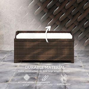 Panca Contenitore da Esterno in Vimini Bianco Crema con Cuscino per Stoccaggio all'Aperto - Product Image 6
