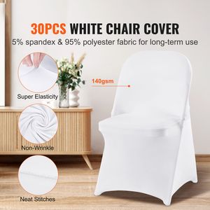 30 Pezzi Coprisedia Elasticizzati Bianchi in Spandex, Universali per Sedie da Cucina Pieghevoli, Lavabili, Rimovibili, Protezione per Sedie - Product Image 1