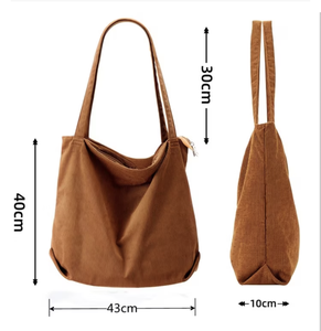 <strong>KALIDI</strong> FANCY FOREST Corduroy Tote <strong>Bag</strong> with Zipper for Women Two Packs Large Shoulder Hobo - Product Image 4