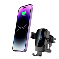 Chargeur de voiture sans fil haute qualité 2026 nouveau style 18W Type C à induction intelligente, chargement par simple contact, finition miroir personnalisée en usine
