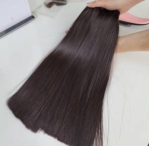 Prix usine 100% brut vierge vietnamien trame humaine dentelle perruque os droit brun foncé couleur Super Double dessiné Extensions de cheveux - Product Image 4