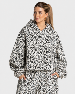 Sudadera con Capucha Completa para Mujer, Estampado de Leopardo Blanco y Negro, Transpirable, Ecológica, Manga Larga, Premium, Estilo Casual Urbano, Venta al por Mayor - Product Image 2