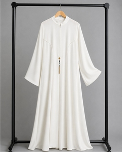 Chemise en satin imprimé de style chinois pour femme, col mandarin bleu, manches longues, grande taille, coupe ample, fermeture éclair intégrale, automne - Product Image 3
