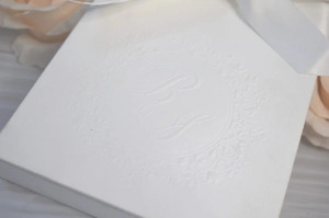 Duallush Designs Luxury Multicolor Wedding Invitation Box Blind Embossed Monogram Satin <b>Ribbon</b> <b>Bow</b> Clear Acrylic Invitation Rose - Product Image 3